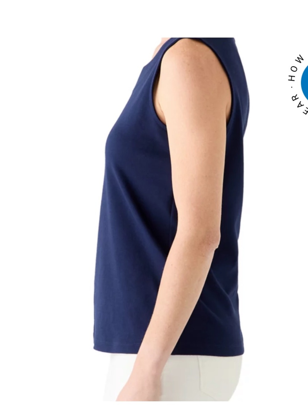Kim Rogers Shirt - navy 100% cotton wide strap v-neck tank